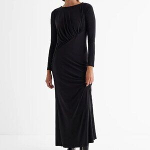 Boat Neck Long Sleeve Ruched Top Maxi Dress - new with tags